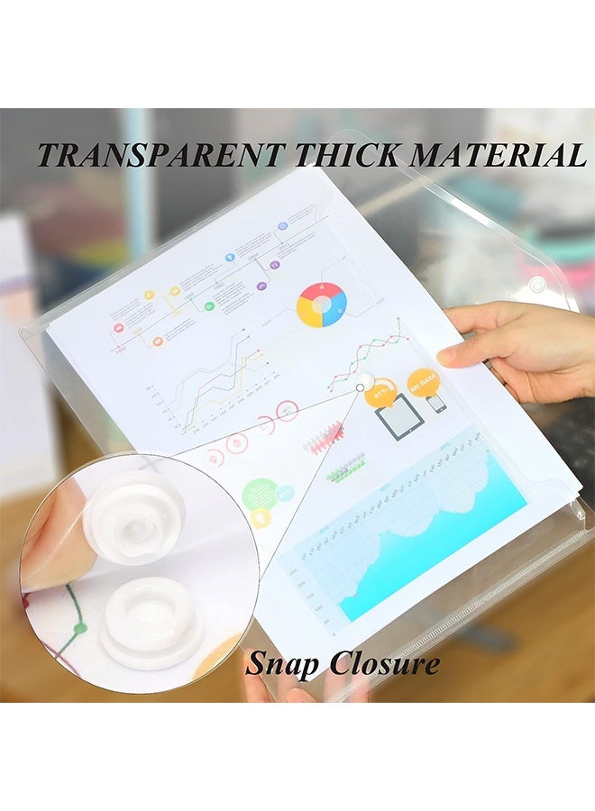 8 Packs Thickened Tear Resistant Transparent A4 Plastic Poly Envelopes Waterproof Clear File Bags Secure Seal Document Organizers for School Office Home Stationery Tools Storage - Image 5